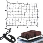 An Elastic Cargo Net measuring 47" × 35", equipped with 12 hooks. It's used to secure cargo on the wagon, ensuring safety and stability during transportation.
